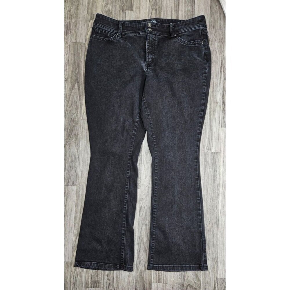 (3/$35) St. John's Bay Size 16W Pockets Bootcut Leg Black Grey Denim Jeans